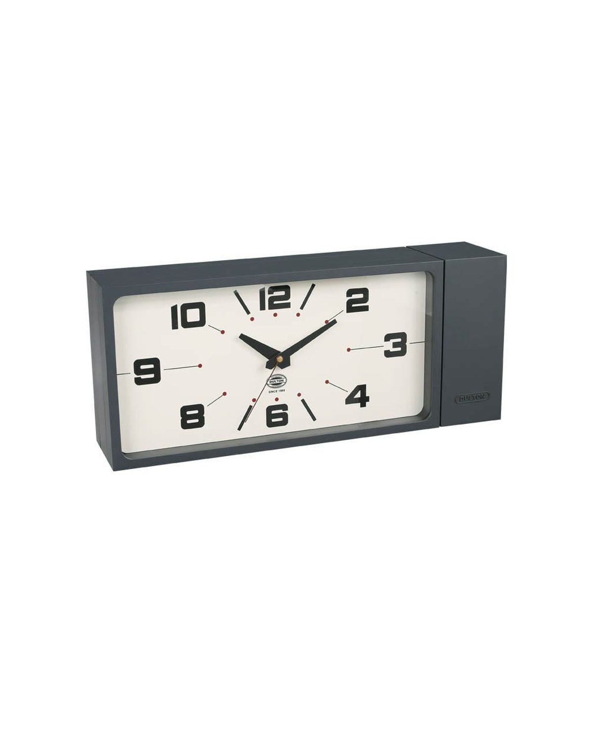 DULTON Double Face Clock Rectangle in grey: two-sided, station-style wall clock with a white dial