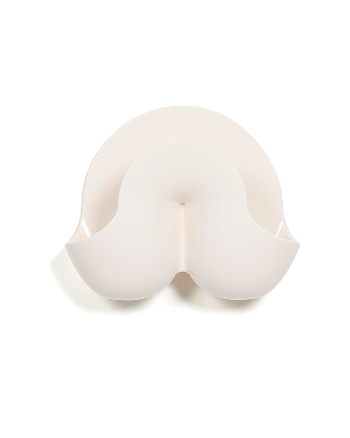 Heller Swell Mini wall hook and catchall in Cream by Anna Dawson: a single wave-shaped hook and bowl