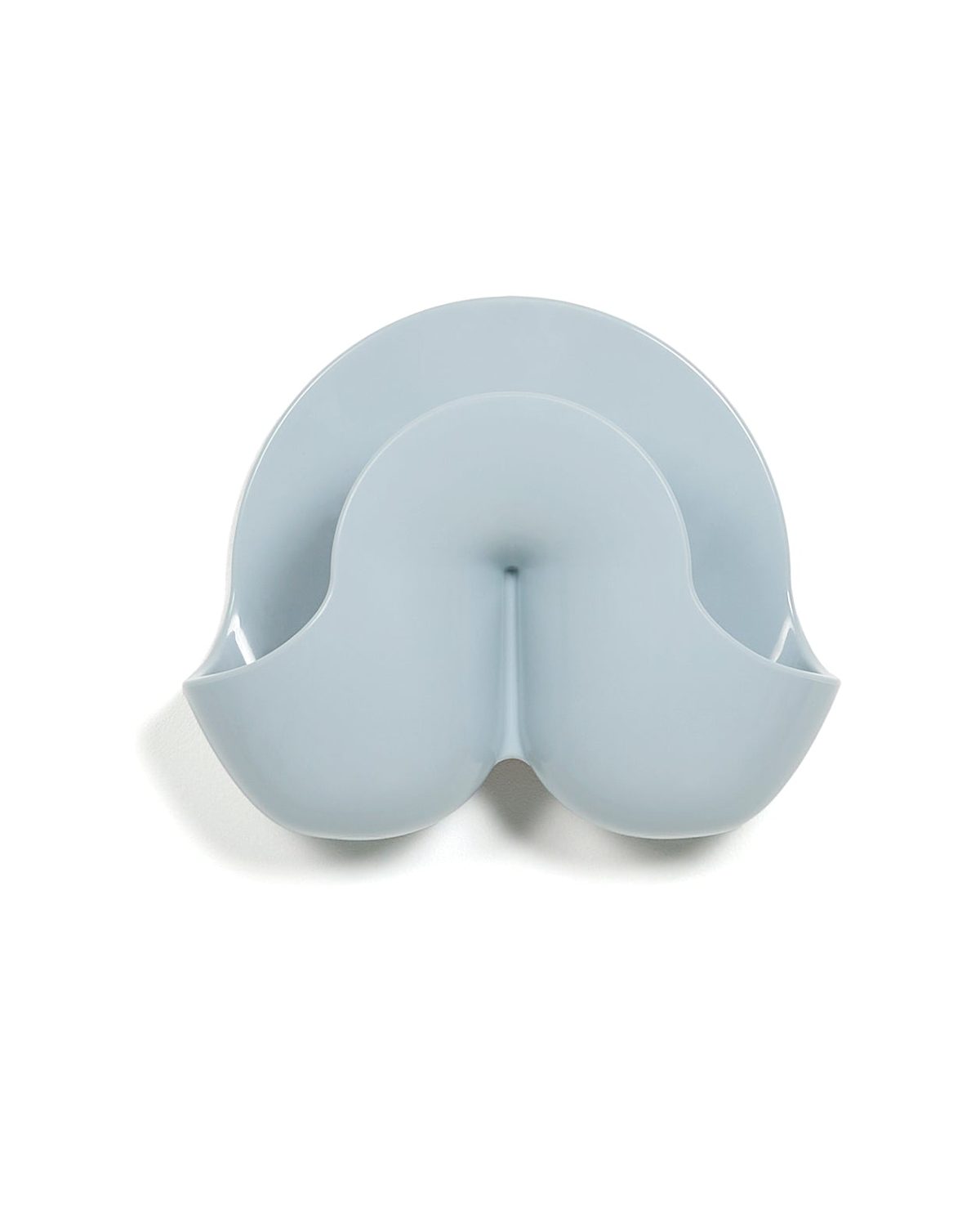 Heller Swell Mini wall hook and catchall in Blue by Anna Dawson: a single wave-shaped hook and bowl