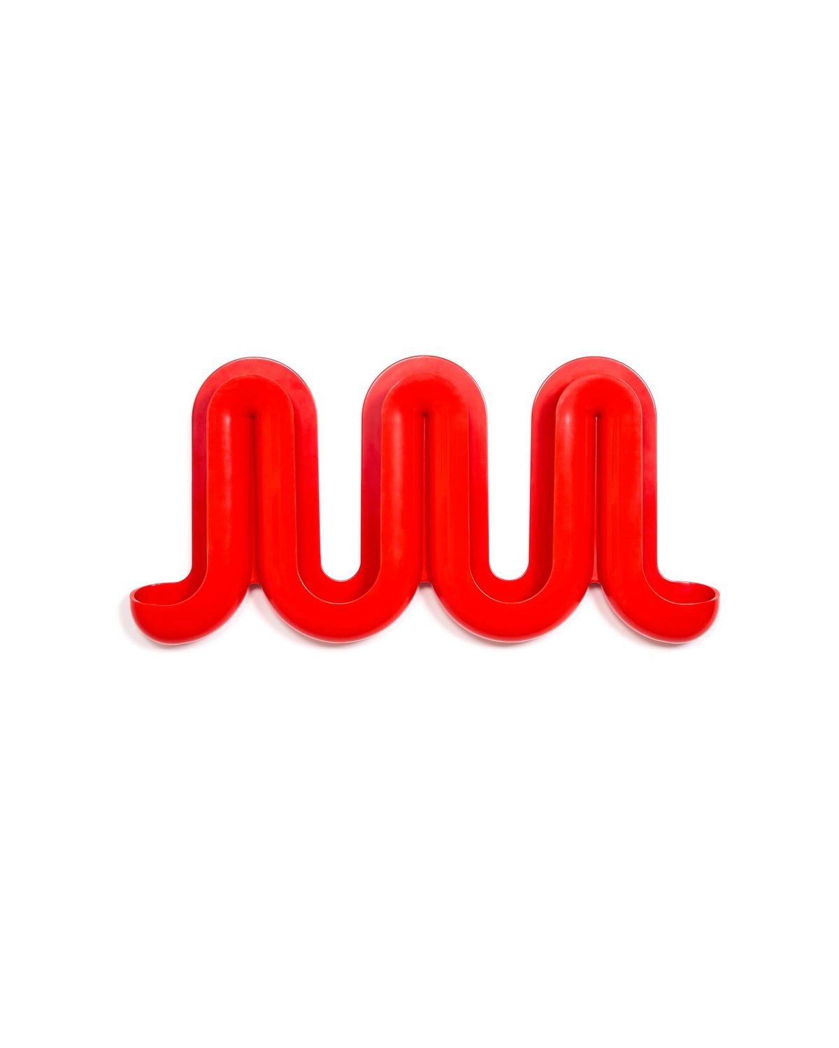Heller Swell wall catchall in Red Orange by Anna Dawson: wave-shaped wall hook and tray