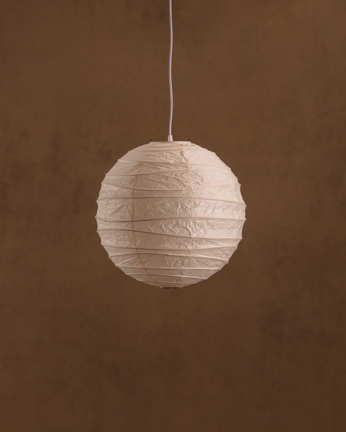 Isamu Noguchi AKARI 45D pendant lamp: round natural white washi paper shade on bamboo ribbing, 45 cm across